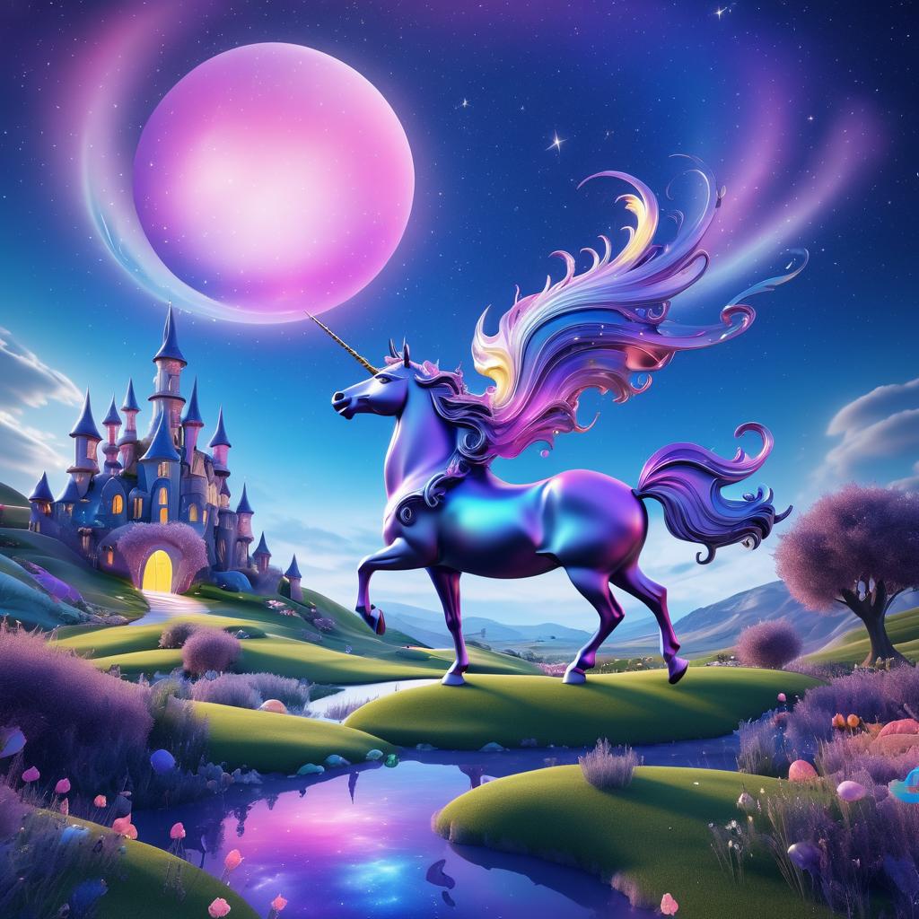 Whimsical Unicorn in Fantasy Twilight