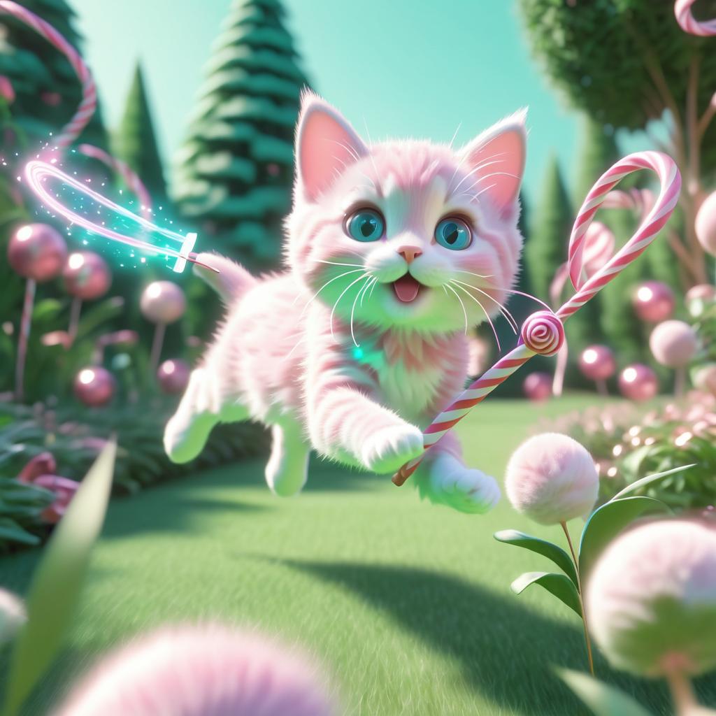 Flying Kitten in a Candy Garden