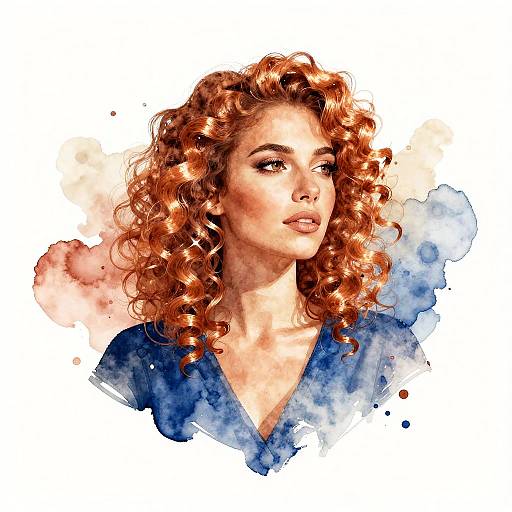 Stylized Watercolor Portrait of Woman