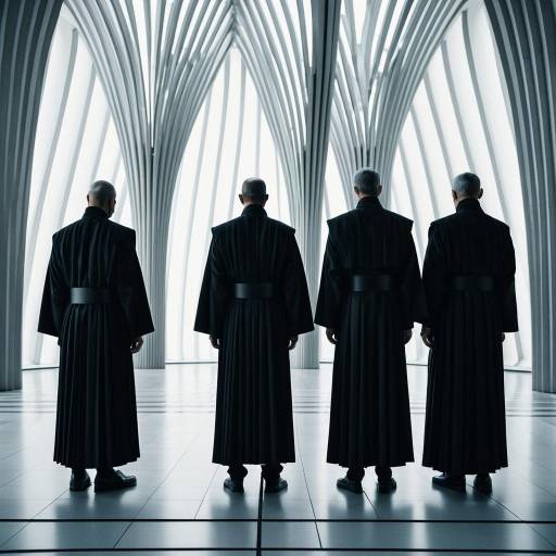 Futuristic Cyber Monks in Calatrava-Inspired Temple