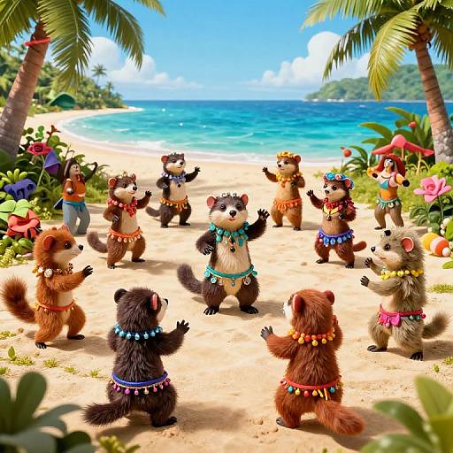 Anthropomorphic Pine Marten Raver Dance