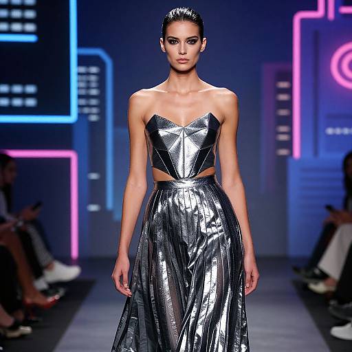 Confident Woman on Futuristic Runway