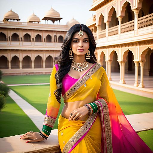 Indian woman in traditional saree and jewelry