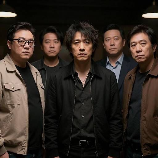 Group of Men in Dimly Lit Room