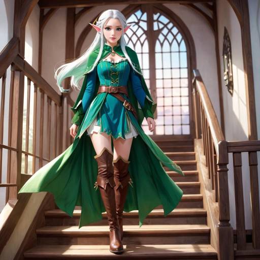 Enchanting Elf Woman in a Green Dress