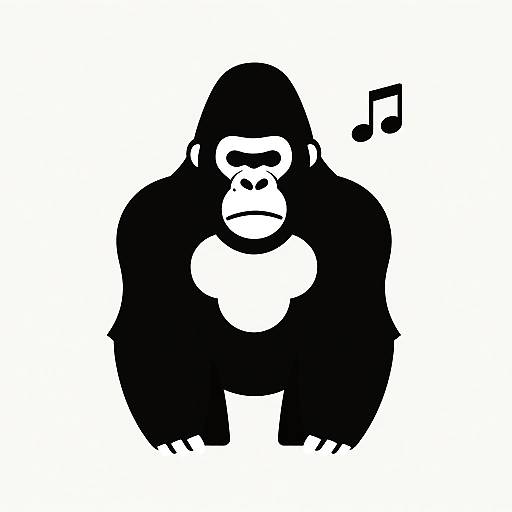 Minimalist Gorilla Silhouette with Musical Note
