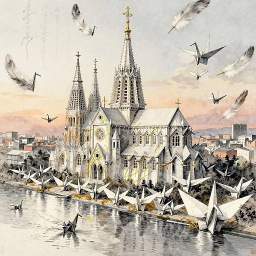 Cathedral of Paper Cranes at Dawn
