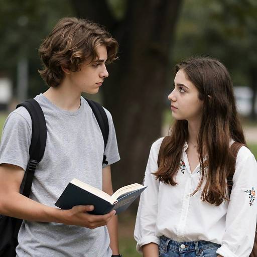 Teenagers Studying Outdoors
