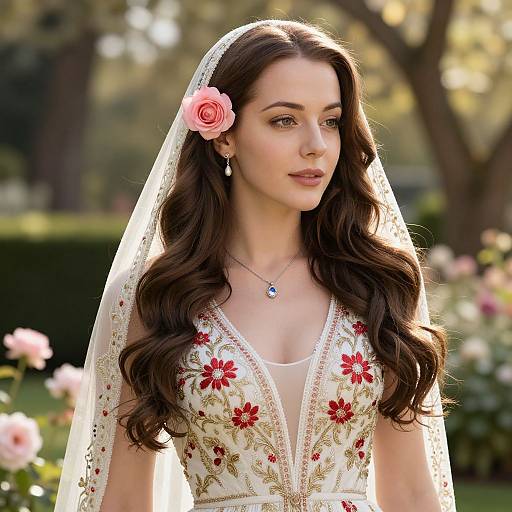 Elegant Woman in Sunlit Garden