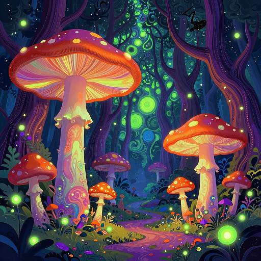 Surreal Psychedelic Forest Scene