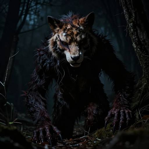 Creepy Humanoid Monster in Darkness