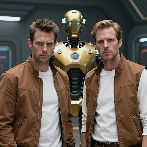 Futuristic Trio in Sci-Fi Landscape