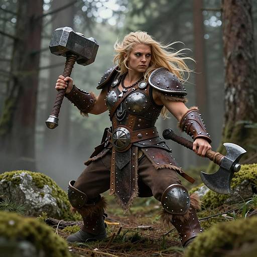Fierce Female Dwarf Barbarian Warrior