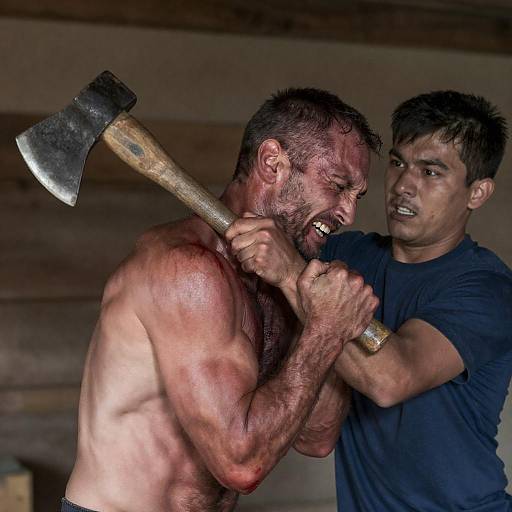 Intense Struggle Between Two Men