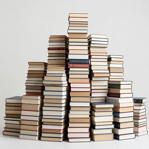 Towering Pyramid of Stacked Books
