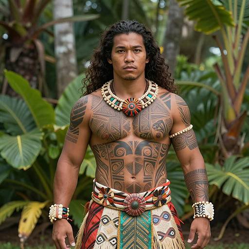 Intricate Polynesian Costume Portrait
