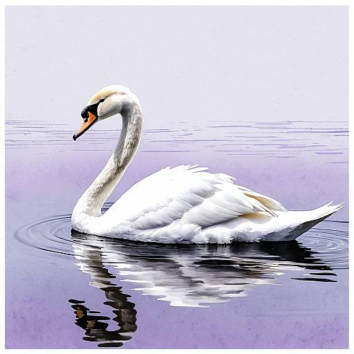 Graceful Watercolor Swan on Purple Mat