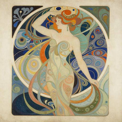 Abstract Art Nouveau Woman in Seaweed