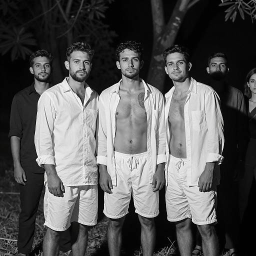 Nighttime Forest Gathering of Men