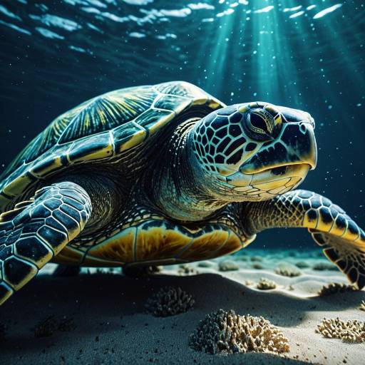 Glowing Sea Turtle Underwater
