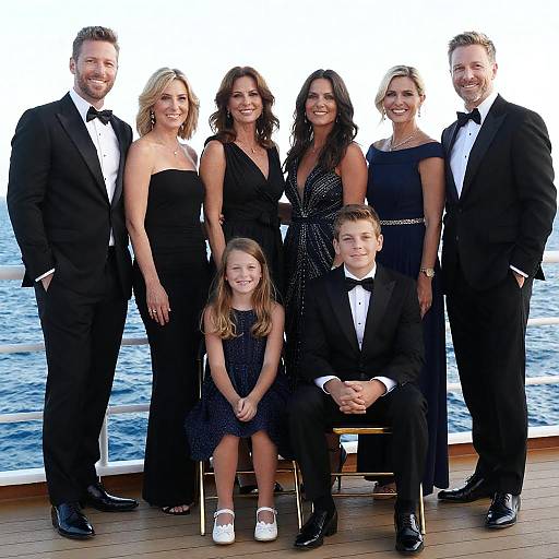 Elegant Group Portrait on Ship Deck