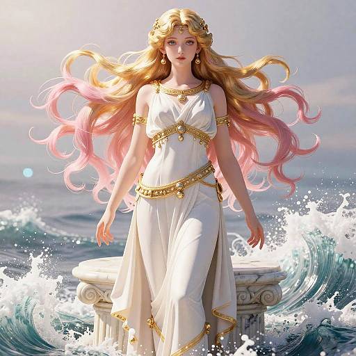 Anime Aphrodite Goddess in Grecian Style