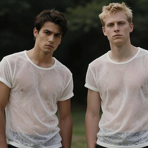 Two Men in Black Lace Overlays