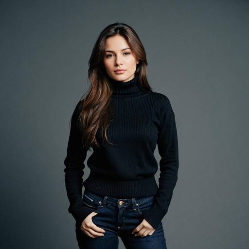 Woman in Black Turtleneck Sweater and Jeans