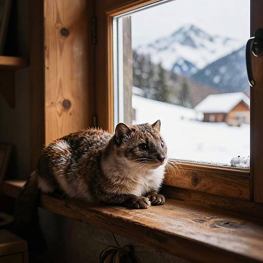 Realistic Cat on Cozy Windowsill