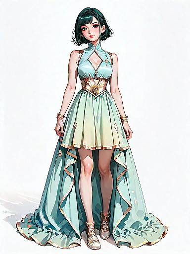 Stylish Woman in Mint Green Dress