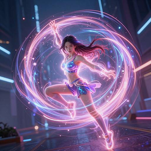 Telekinetic Woman with Glowing Energy Field