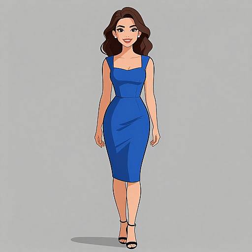 Elegant Woman in Royal Blue Dress