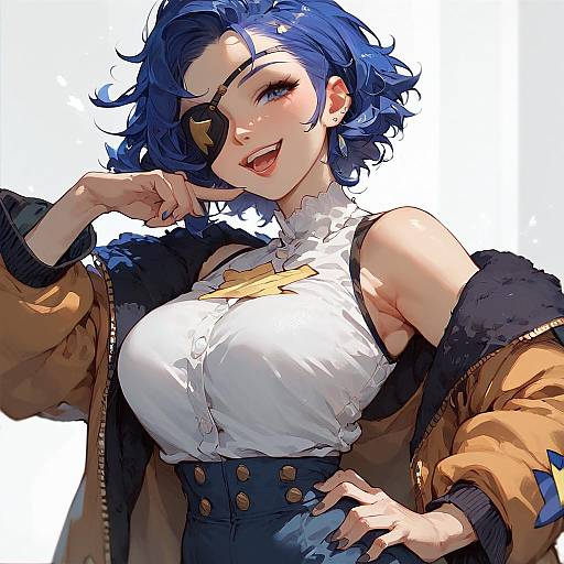 Mimi Sentry Smiling Eyepatch Anime Girl
