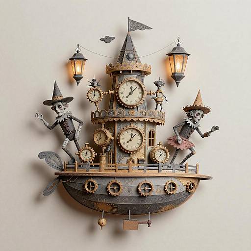 Paper-Cut Floating Clockwork Carnival Spirits