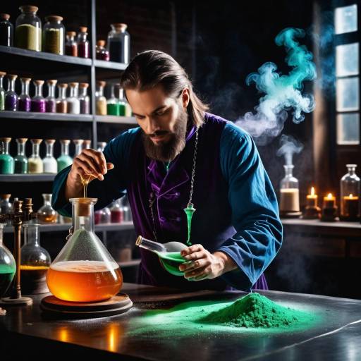 Mystical Alchemist in Dim Laboratory Mystical Alchemist in Dim Laboratory