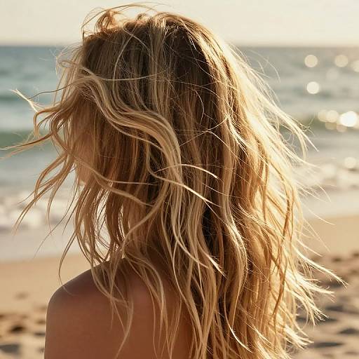 Sunlit Blonde Hair by the Beach
