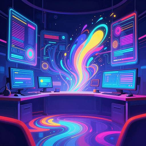 Vibrant Futuristic Neon Digital Paintings