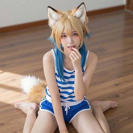 Blonde Woman with Fox Ears in Sunlight