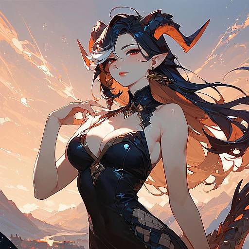 Romantic Anime Cityscape at Sunset