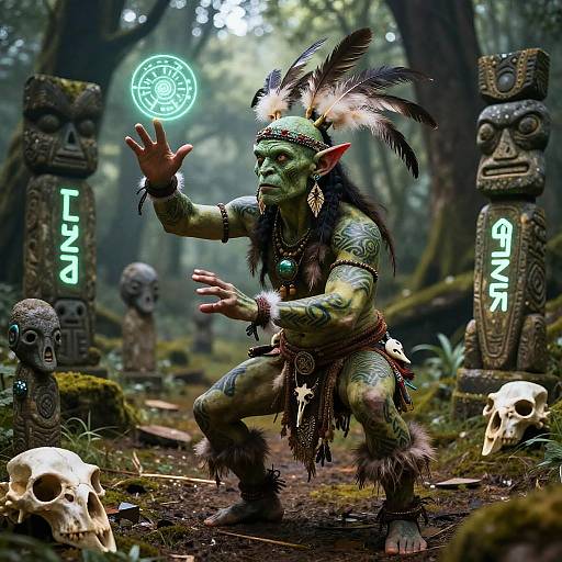 Realistic Goblin Shaman Ritual Scene