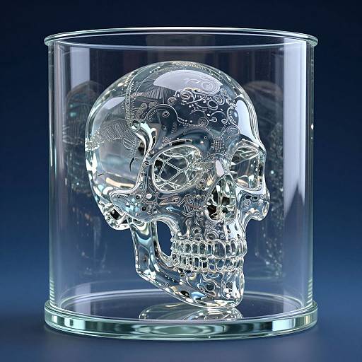 Glass Skull 3D Surreal Art