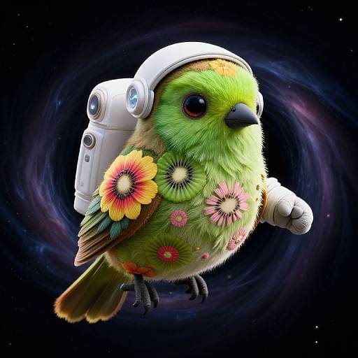 Psychedelic Kiwi Bird Astronaut Sci-Fi