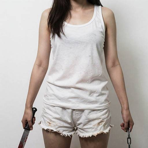 Distressed Woman with Blood-Stained Knife