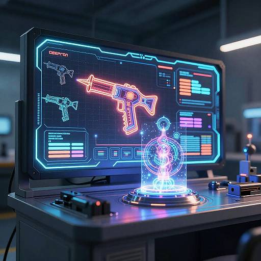 Futuristic AI Weapon Generator Interface