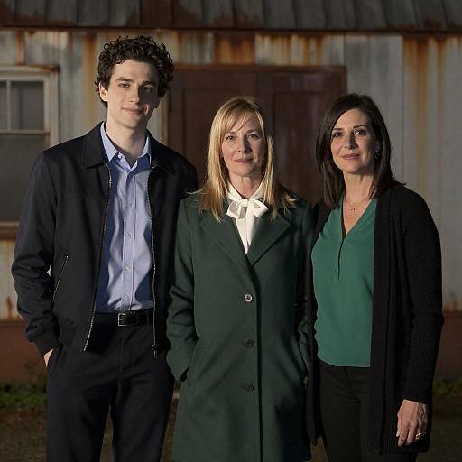 Nighttime Portrait of Three Smiling Friends