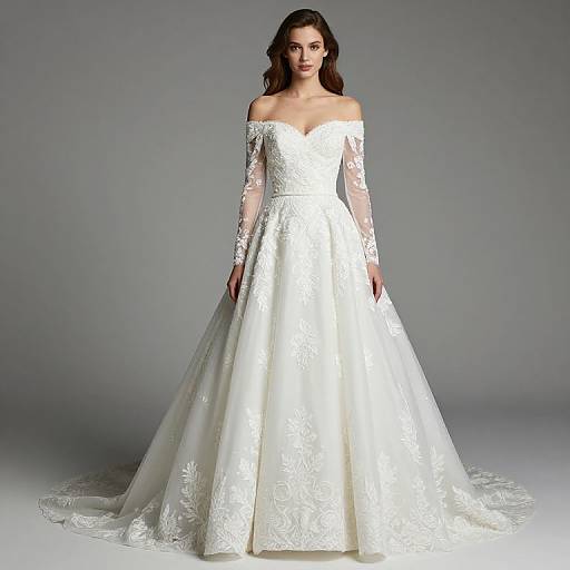 Elegant Off-Shoulder Embroidered Bridal Gown