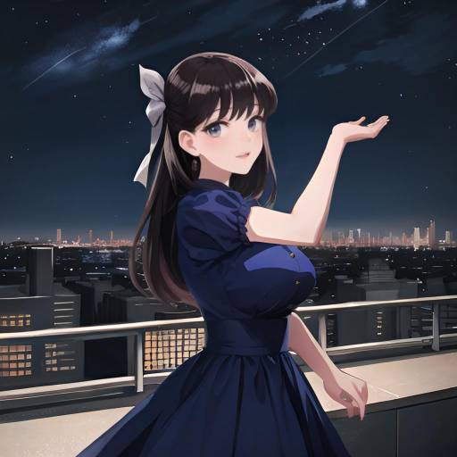 High-Quality Anime Girl on a Rooftop