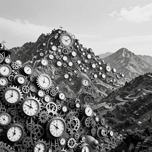 Breathing Mountains of Clocks and Gears