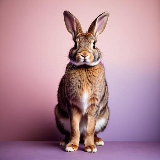 Brown Rabbit on Purple Background