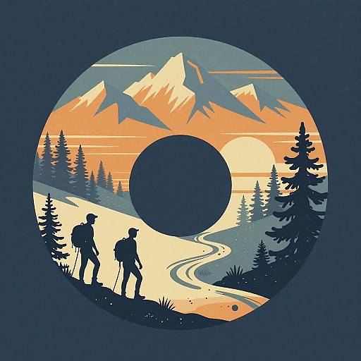 Retro Sierra Nevada Hiking Silhouette